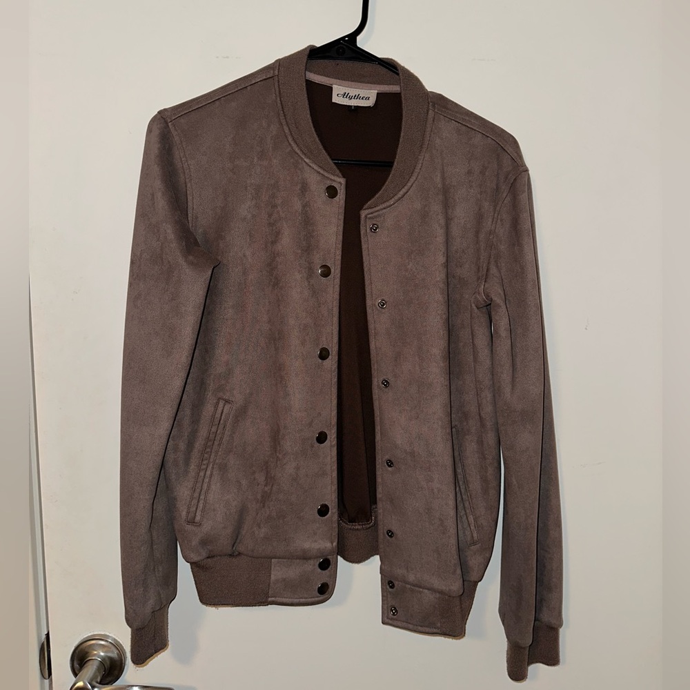Faux suede bomber jacket